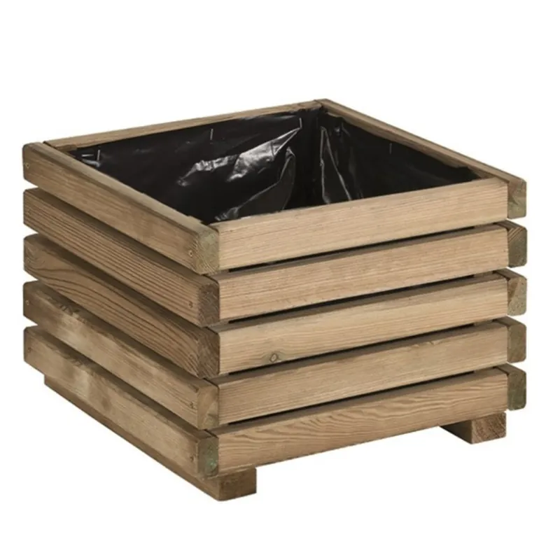 Certificado Jardinera de madera cuadrada Kub 40 cm 30 L