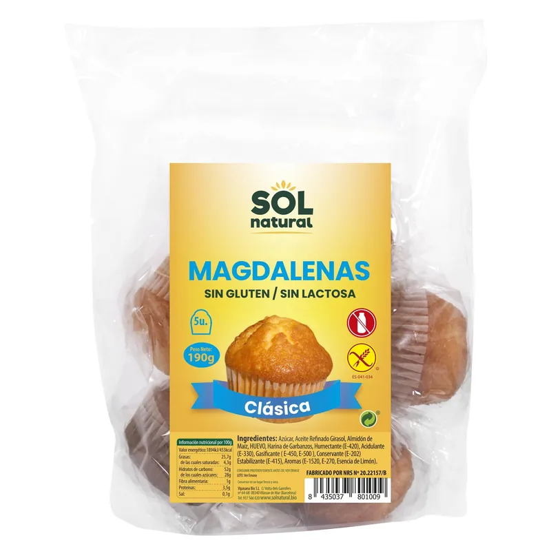 Magdalenas Sin Gluten Sol Natural 190 g Precio Económico