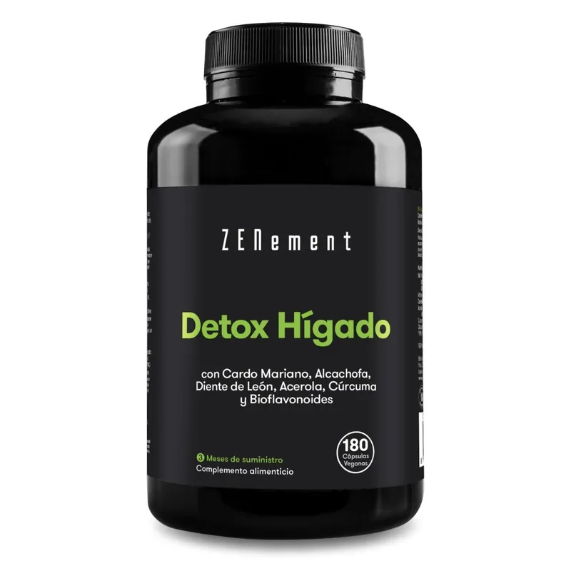 Detox Hígado con cardo mariano + alcachofa + diente de león + acerola + cúrcuma y bioflavonoides Zenement, 180 comprimidos Moderno