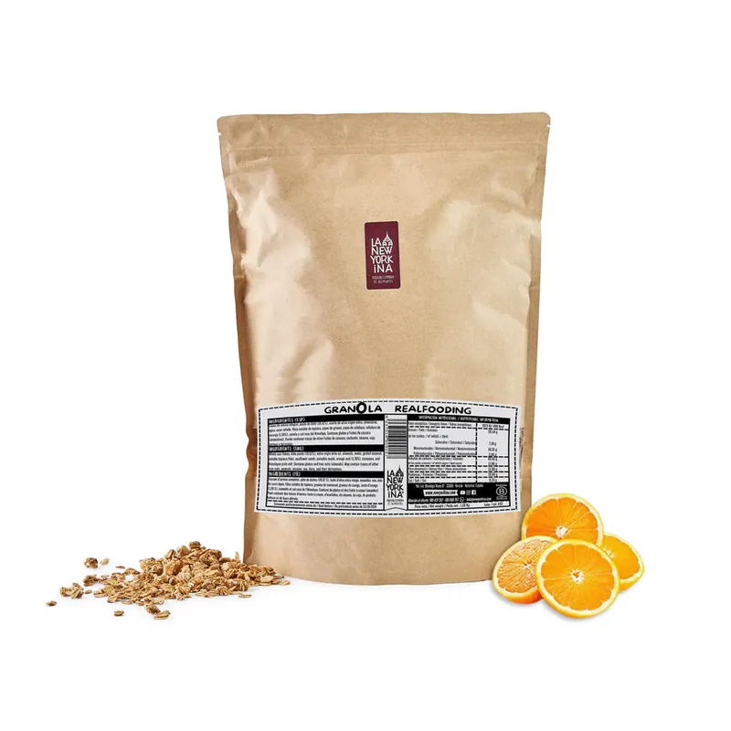 Disponible Ahora Granolas con ralladura de naranja y dátil envase Realfooding 1,5 Kg