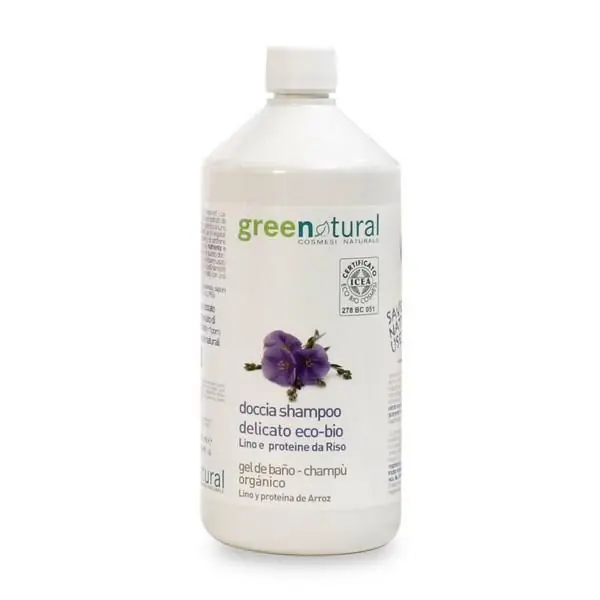 Gel y Champú de Ducha Cuidado Delicado Lino y Arroz Greenatural 1 L Precio Económico
