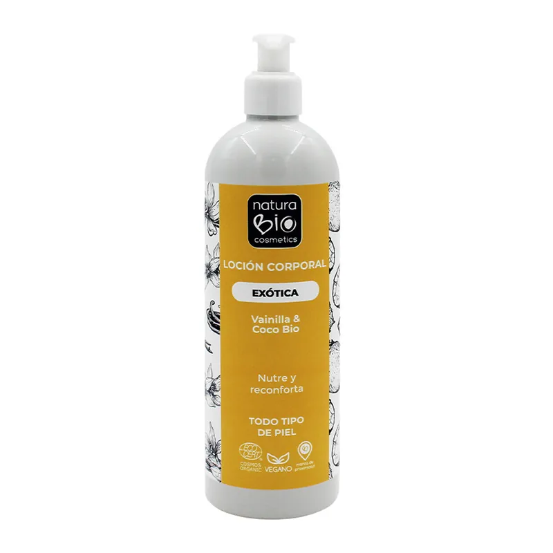 Loción corporal exótica Vainilla & Coco Bio 500 ml NaturaBIO Hecho A Mano