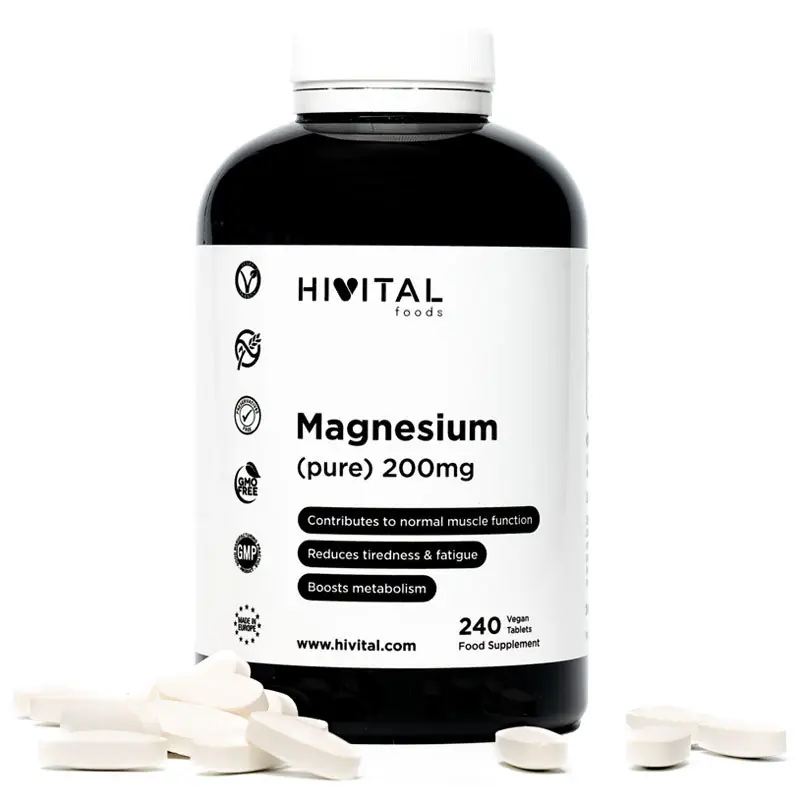 Garantía De Devolución De Dinero Magnesio 200 mg de Citrato de Magnesio Hivital 240 comprimidos