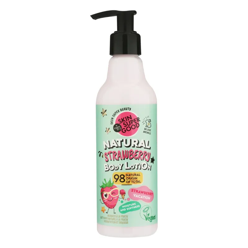 Loción corporal natural de fresa strawberry vacation Skin Super Good 250ml Precio Bajo