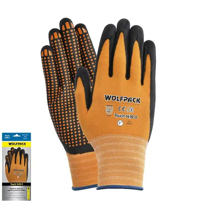 Guantes Nylon Con Palma En Foam Y Puntos Nitrilo Touch 9 (par) Nueva Colección