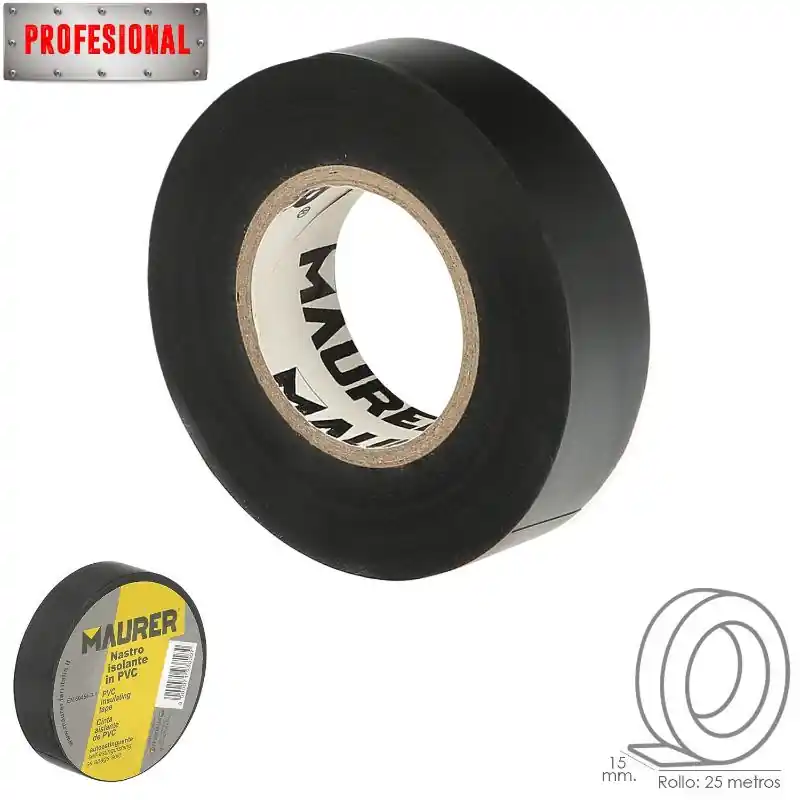 Precio Rebajado Cinta Aislante, Pvc, Profesional, 25 Metros X 15 Mm. X 0,13 Mm Espesor. Color Negra.