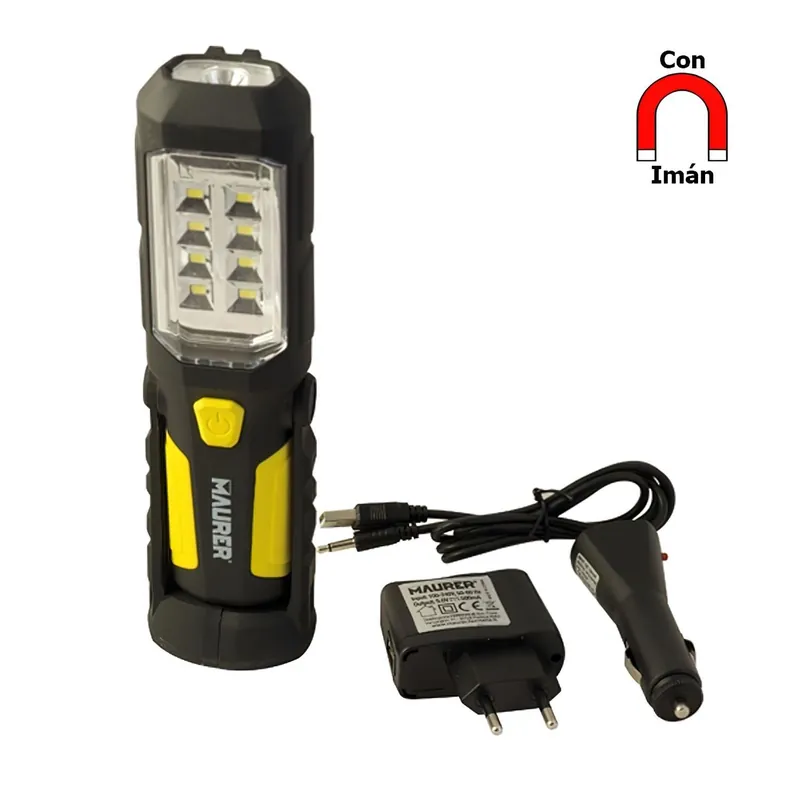 Linterna Led Multifunción Recargable (1.200 Mah) 200 Lumenes Con Iman, Gancho Y Soporte Ajustable 180º Devolución Gratuita
