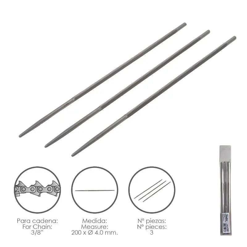 Limas Cadena Motosierra 200 X Ø 4.0 Mm. 3/8 Lp (pack 3 Piezas) Liquidación