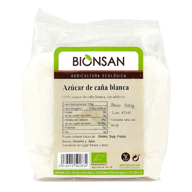 Alta Calidad Azúcar Blanco De Caña Ecológico 500gr