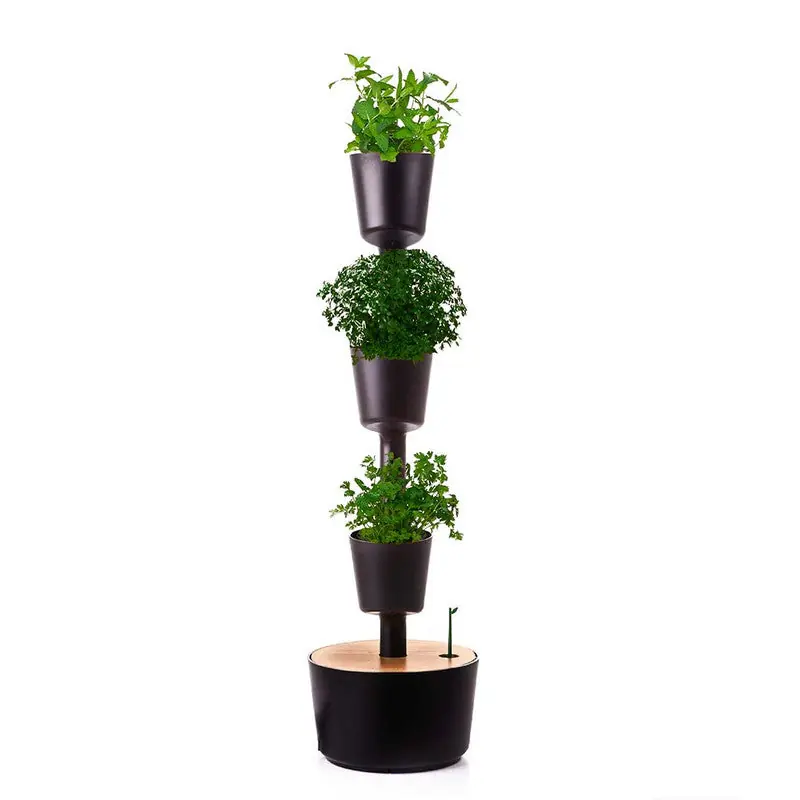 Nueva Colección Huerto Vertical Interior Con Autorriego Citysens; Color Negro; 3 Macetas; Incluye Kit De Semillas De Plantas Aromáticas