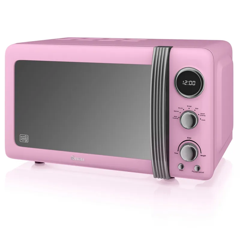 Retro Microondas Digital 20l, 5 Niveles De Potencia, Función Descongelación Temporizador 60 Min, Swan, Sm22030lpneu, Rosa Nuevo Modelo