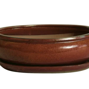 Compra Ahora Tiesto Oval Rojo Rhea Con Plato 21x16x7cm