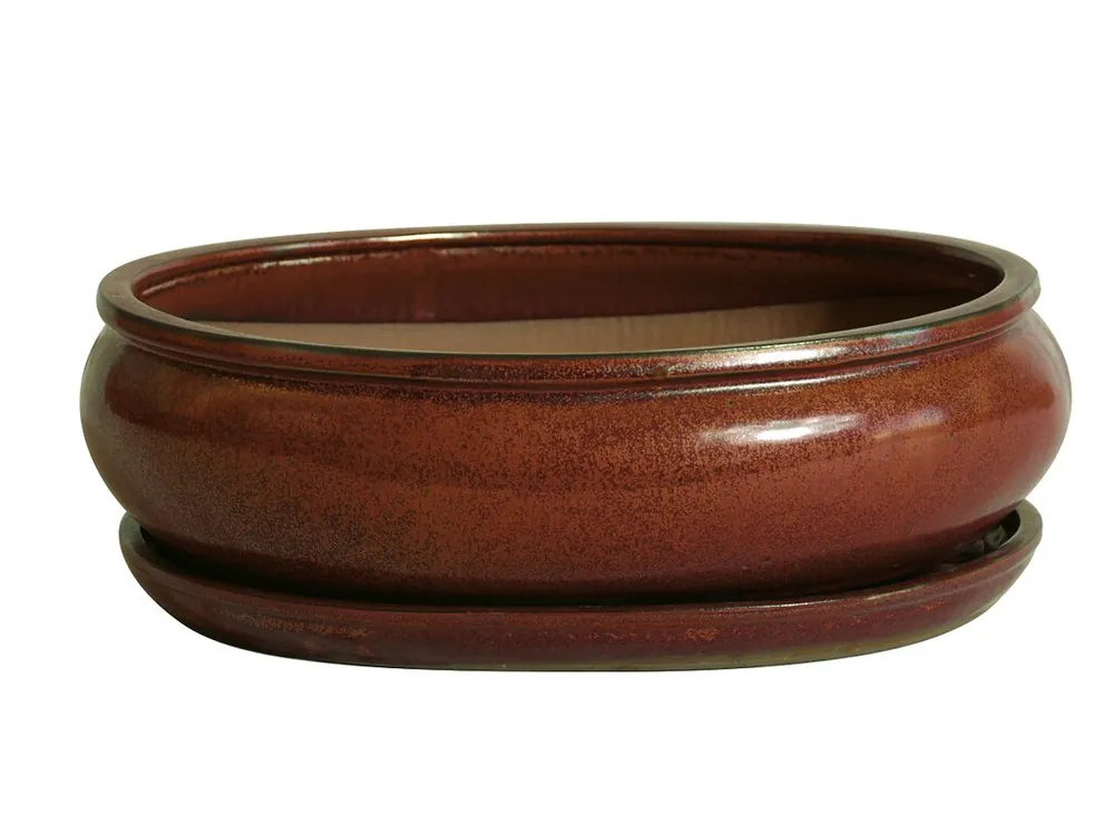 Compra Ahora Tiesto Oval Rojo Rhea Con Plato 21x16x7cm