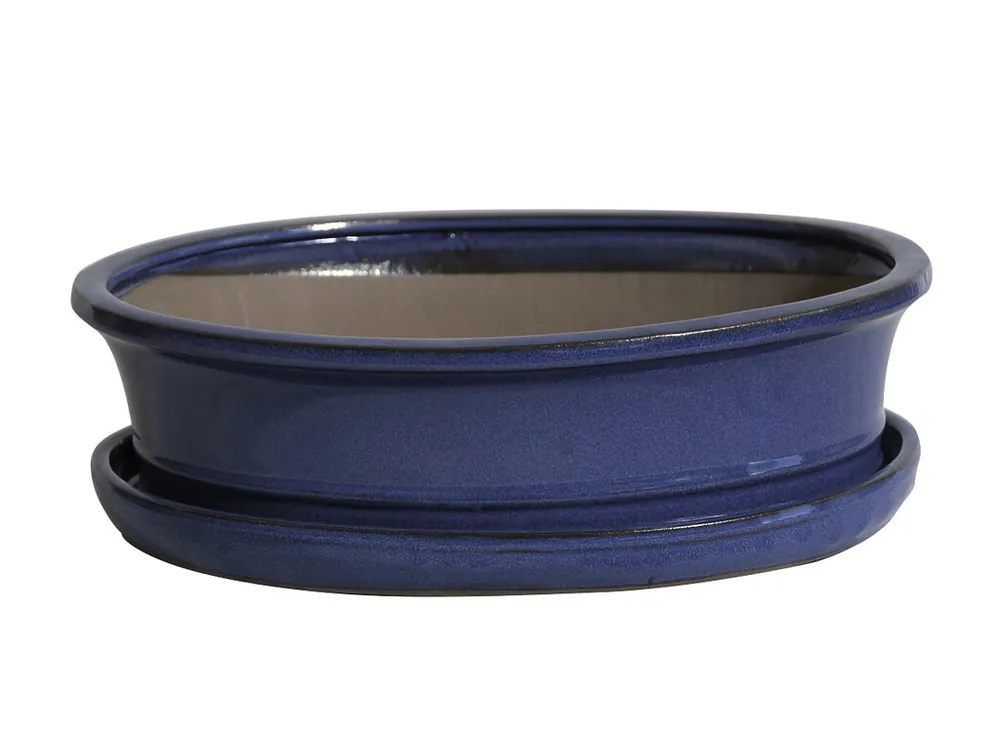 Nueva Colección Tiesto Oval Azul Con Plato 21x17x7cm