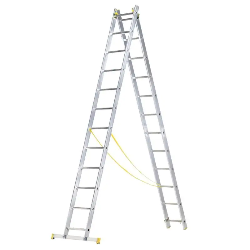 Oferta Limitada Escalera Aluminio 2 Tramos 12+12 Peldaños. Plegable, Antideslizante, Resistente