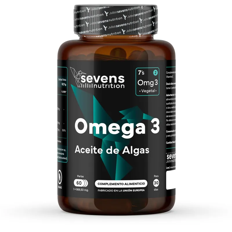Omega 3 Vegano Sevens Nutrition. Dha Puro Para Cerebro, Visión Y Salud Mejor Calidad