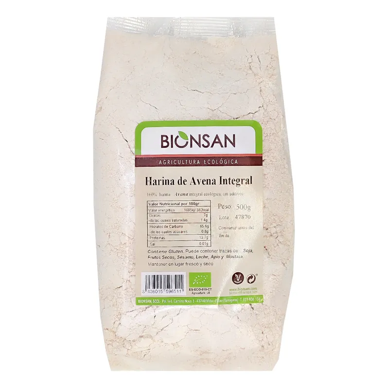 Harina De Avena Integral Ecológica De Proximidad 500gr Solo Hoy
