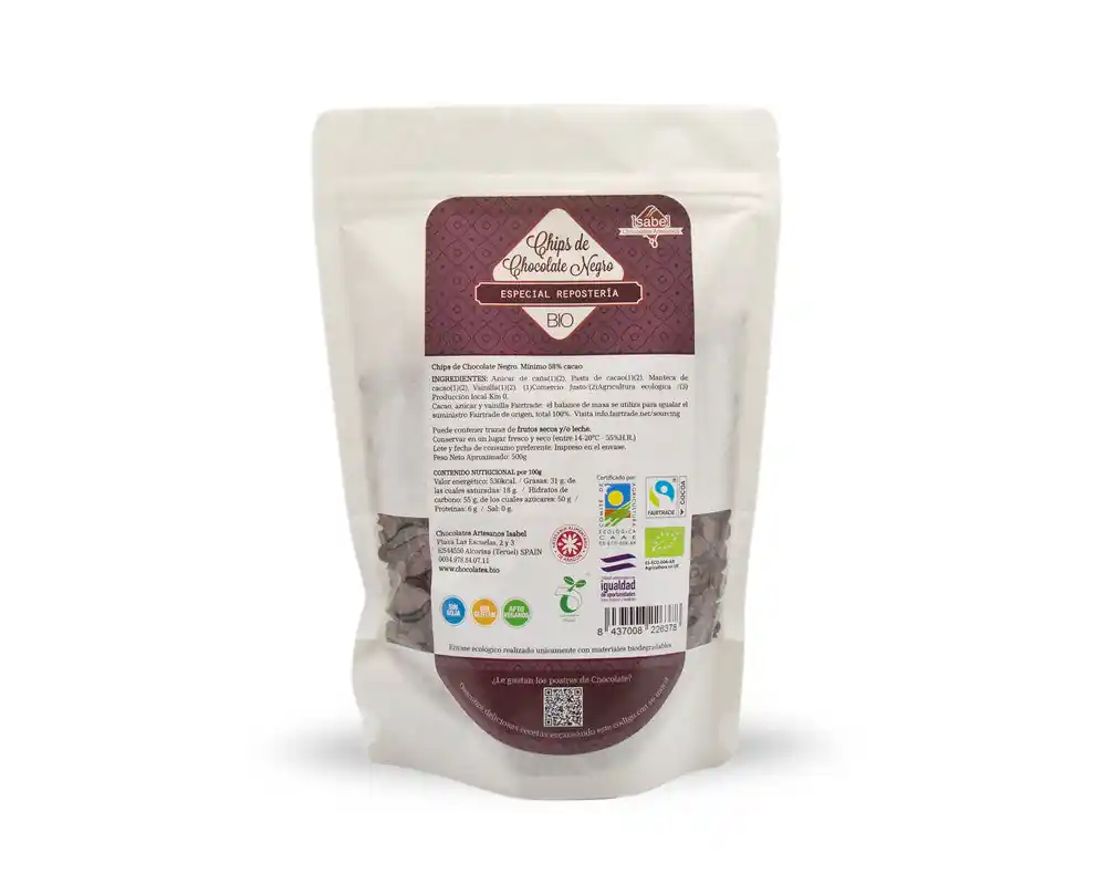 Última Versión Chips de chocolate Bio negro.