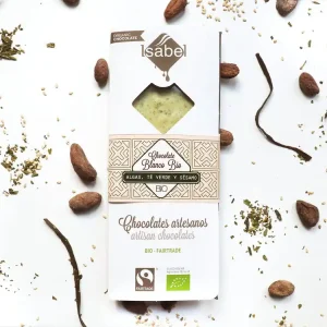 De Moda Tableta Bio chocolate blanco con algas, té verde y sésamo