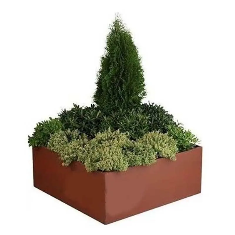 Tendencia Jardinera acero corten cubo bajo