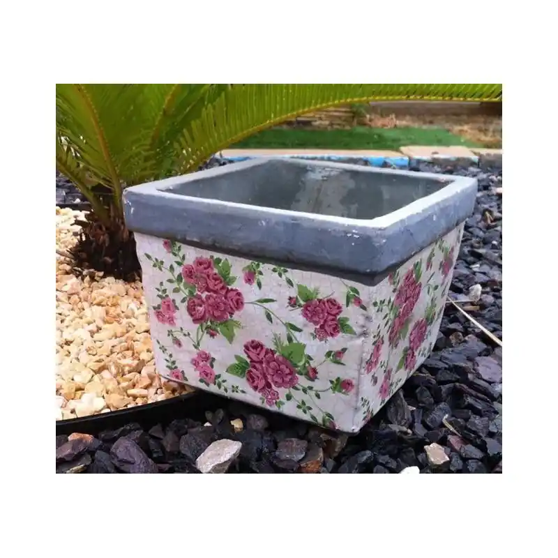 Mayoreo Tiesto cuadrado ceramica grande rosas
