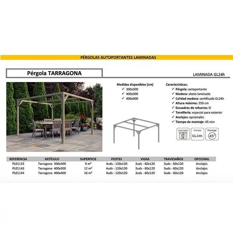 No Te Lo Pierdas Pérgola laminada modelo Tarragona