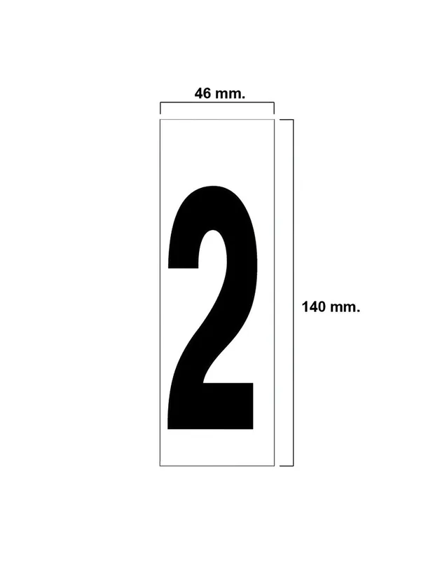 Auténtico NUMERO ADHESIVO 46X140MM Nº 2