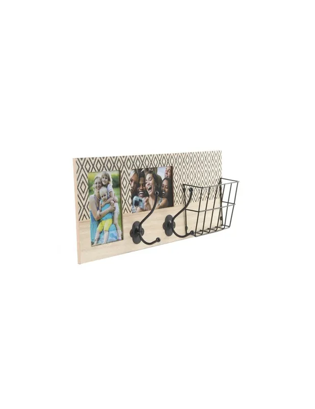 Novedad PERCHERO PARED MADERA CON BANDEJA METAL 47X19CM xxx