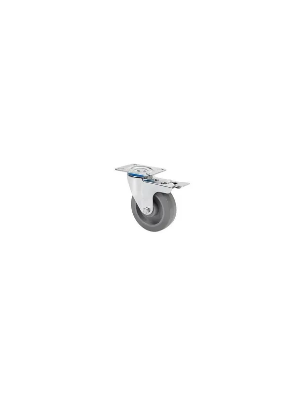 Entrega Rápida RUEDA INDUSTRIAL 100MM PGR GOMA GRIS CON FRENO