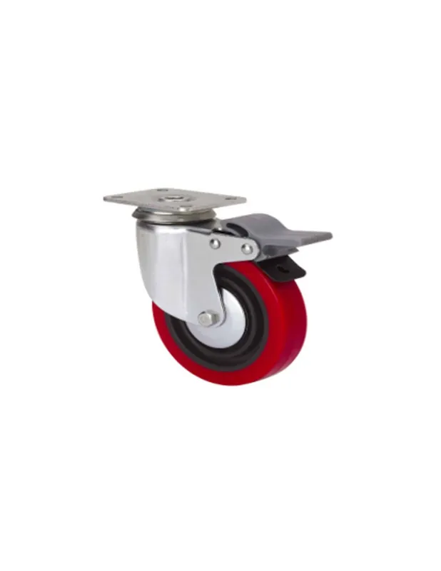 Alta Calidad RUEDA POLIURETANO ROJO BH80 C/FRENO 22464