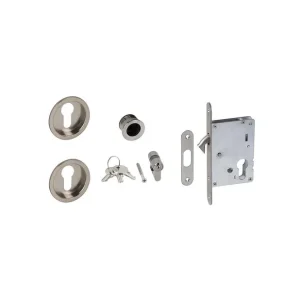 TIRADOR+ KIT PUERTA CORREDERA CON CERRADURA DORADO Moderno