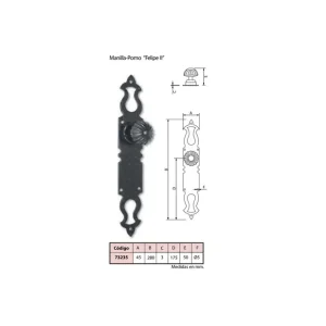 A Buen Precio MANILLA POMO FELIPE II PLACA 280X45MM