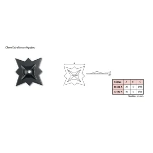 Profesional CLAVO ESTRELLA PARA PUERTA 30MM NEGRO 10 UD
