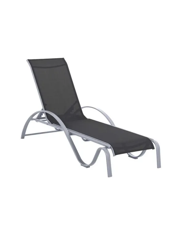 Precio Bajo TUMBONA APILABLE ACERO/TEXTALINE NEGRO