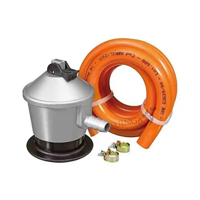 Kit Butano Completo de Gas/Butano y Propano + Tubo Goma 1,5m + 2 Abrazaderas | Homologado España Hecho A Mano