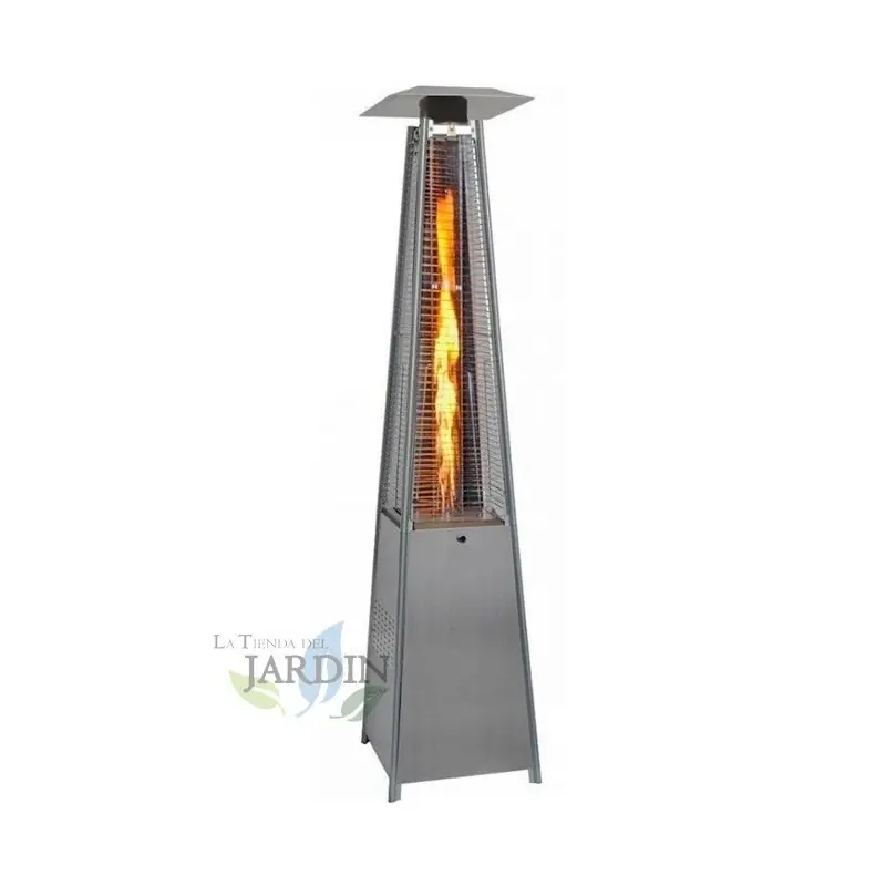 De Moda Estufa de Exterior Pirámide para Restaurantes y Terrazas, Acero Inoxidable, Tubo de Cuarzo, Encendido Electrónico, 220 cm