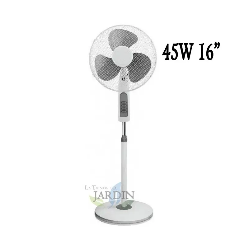 Precio De Fábrica Ventilador de Pie 16" 45W, 3 Velocidades y Altura Regulable, Color Gris - Frescura y Comodidad Personalizada