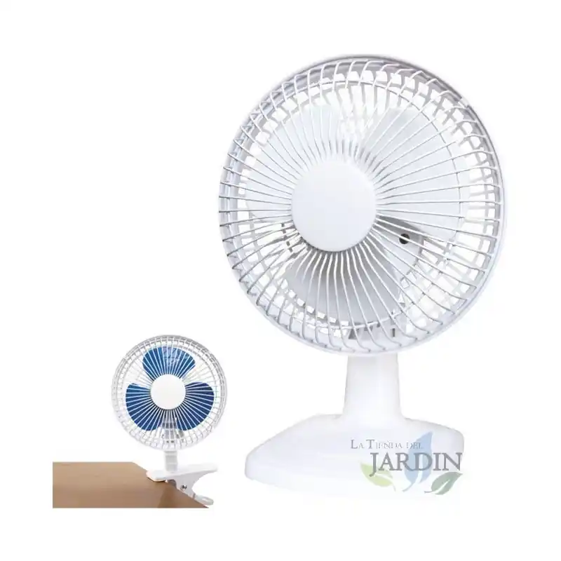 Ventilador 6" Sobremesa o Clip, 2 Velocidades, Blanco - Compacto y Versátil para Escritorios y Espacios Pequeños Alta Calidad