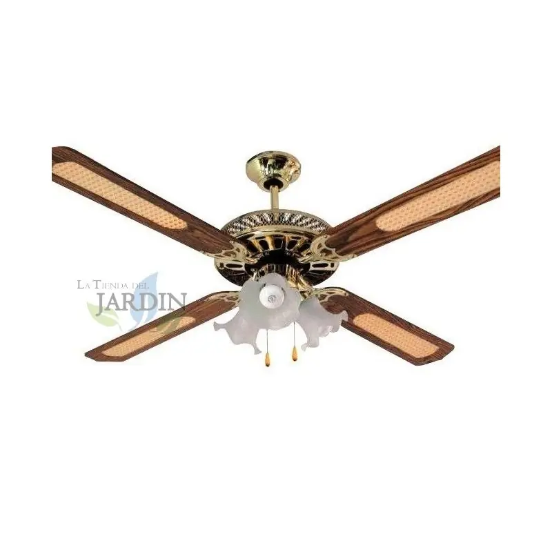 Ventilador de Techo Clásico 52" 4 Aspas con Luz y 3 Velocidades - Estilo y Funcionalidad para el Hogar Stock Limitado