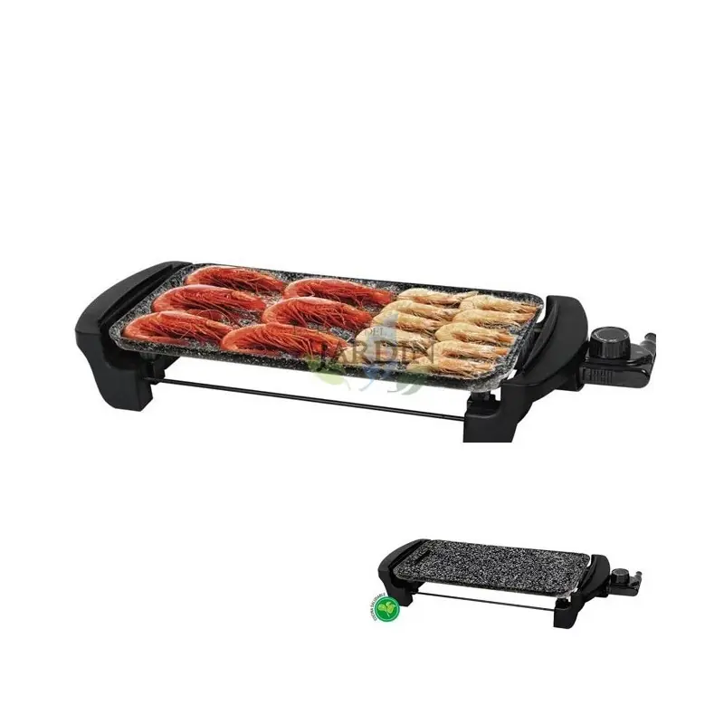 Ordena Ya Plancha Grill eléctrica 1600W antiadherente, termostato regulable, tamaño 40x20cm para asados saludables