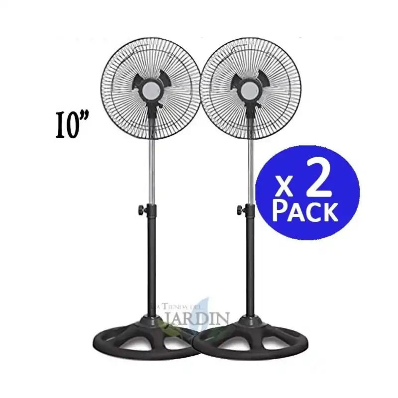 Pack 2 Ventiladores de pie 10'' 45W 3 velocidades y altura regulable Thulos ideal para enfriar espacios pequeños Hecho A Mano