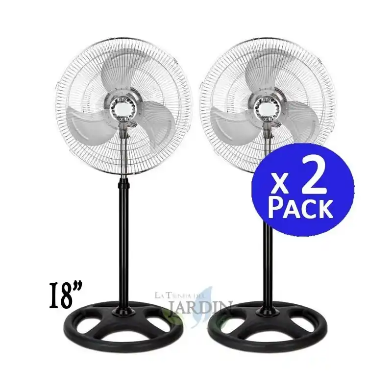Pack 2 Ventiladores de pie 18'' 45W 3 velocidades y altura regulable con base estable ideal para enfriar espacios grandes Envío Internacional