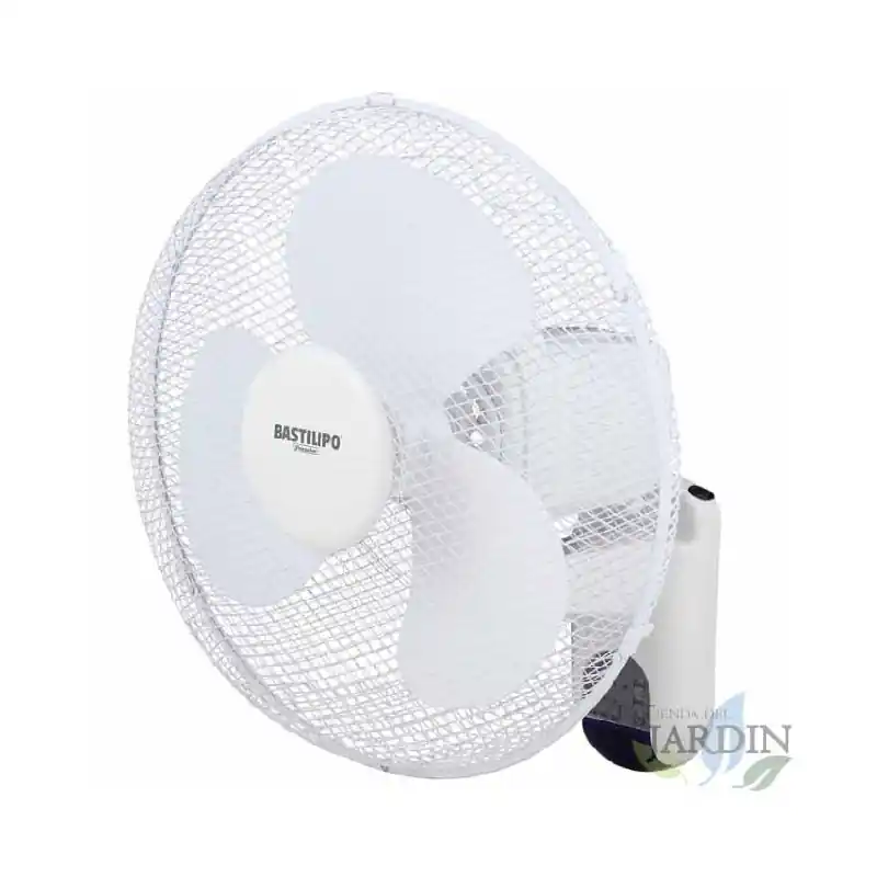 Ventilador de Pared Bastilipo, Mando a Distancia, 45W, Blanco | Ahorro Energético B | Aire Fresco Precio Económico