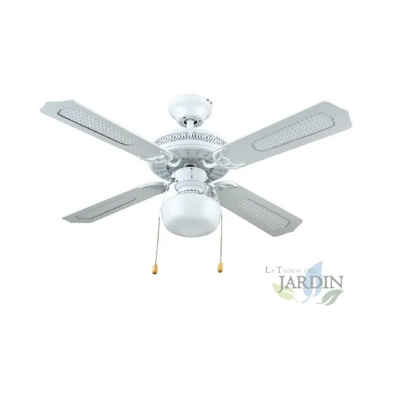 Artesanal Ventilador de Techo con Luz E27, 50W, 105x42 cm | Aspas Reversibles | A++ Eficiencia