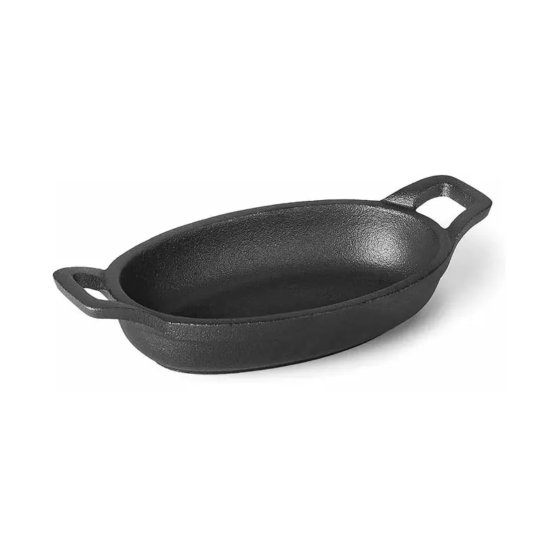 Máxima Calidad Cacerola Oval sin Base Magma | Hierro Fundido | Negro | 700 ml | 21.7 x 15 cm | Cacerola para asados | Lacor
