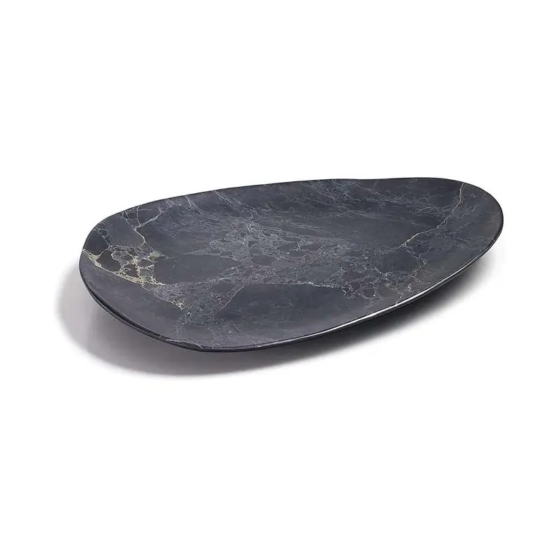 Bandeja Cocina Decorativa 41x31 cm | Fuente Oval de melamina estilo mármol | Bandeja melamina para Cocinas y Restaurantes Gran Oferta