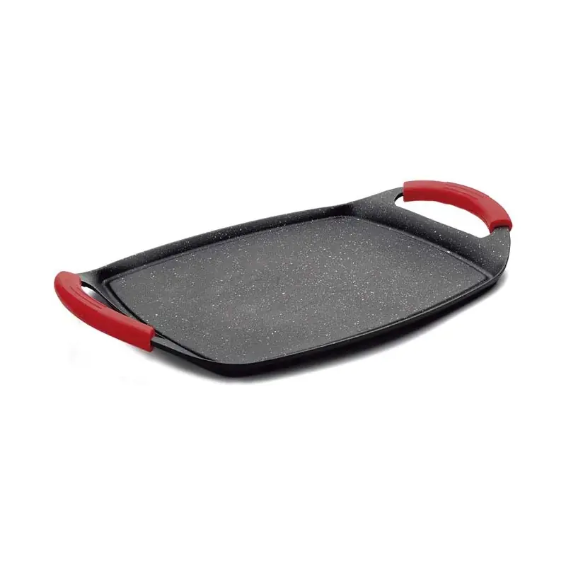 Plancha de Asar, Grill Eco Piedra, todo tipo de cocinas, inducción y horno, antiadherente, Ecológica y libre de PFOA, 27x37 cm Auténtico