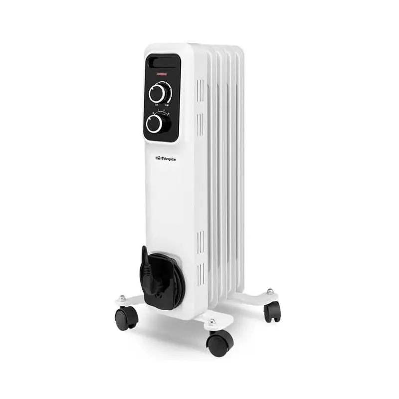 Promoción Radiador de Aceite 5 Elementos 1000W Orbegozo RS1000, 3 potencias de calor, Termostato regulable, blanco