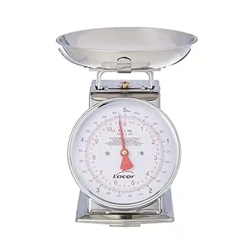Solo Hoy Báscula de cocina de acero inoxidable 5 kg, incluye recipiente de pesaje de acero inoxidable, 10x21x10 cm