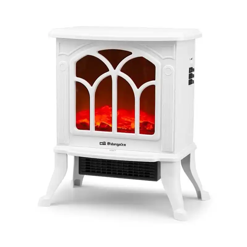 Compra Ahora Chimenea eléctrica Orbegozo Blanca 1500W con efecto fuego real.
